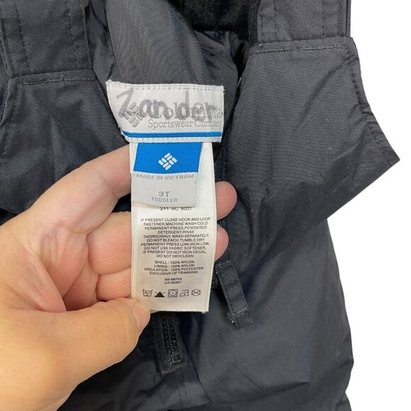 Columbia Snow Bib Size 3T Snowslope II Black Ski Snowboard Overall Waterproof - Picture 5 of 12